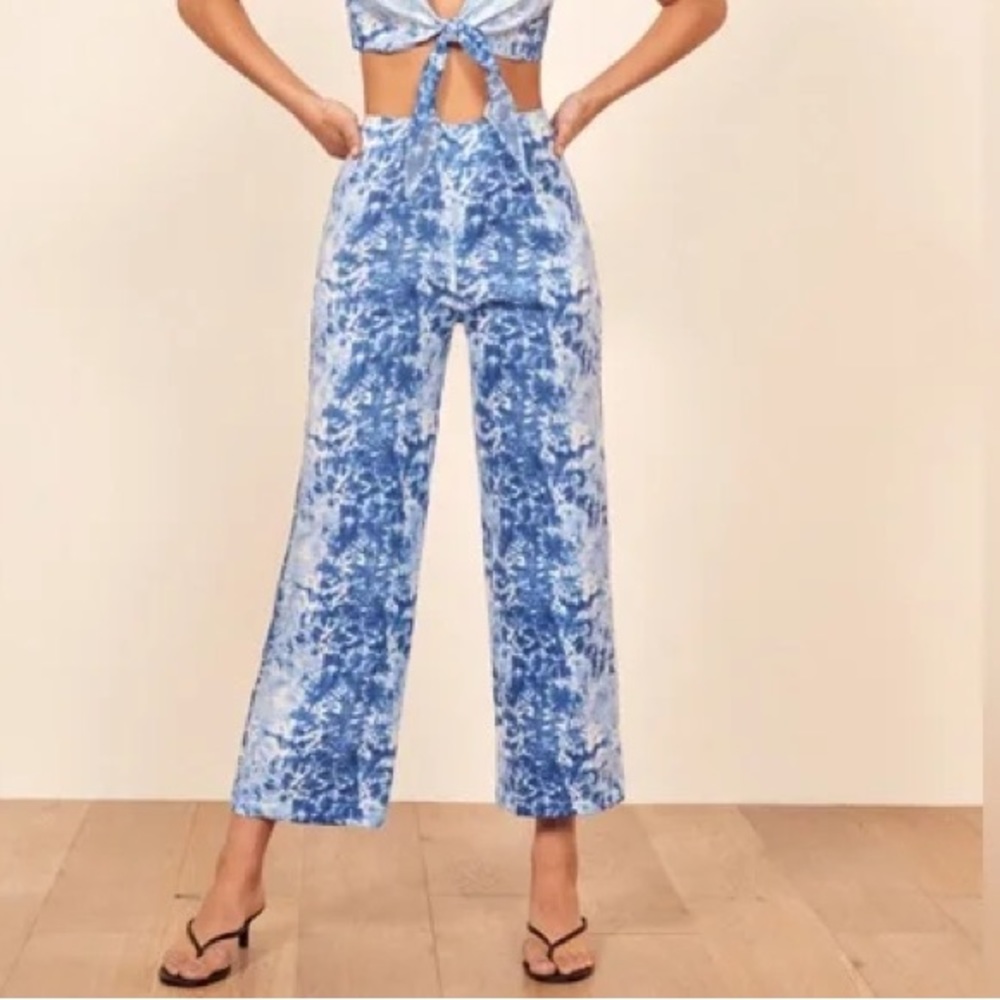 REFORMATION Fawn Linen Pants  Tie Dye
